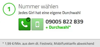 Nummer wählen denn jedes Girl hat Beianrufsex eine eigene Durchwahl